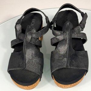 Worn Twice Corkys Seltzer Comfort Wedge Sandal in  Black Metallic